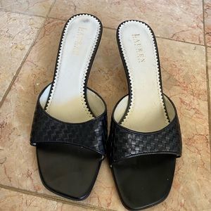 Polo by Ralph Lauren Black Woven Slide Sandals